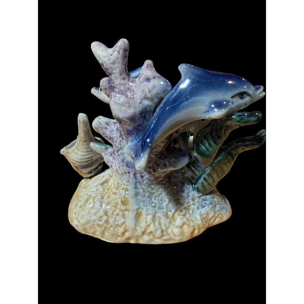 Vintage Old Orchard Beach Maine Iridescent Dolphin Statue HTF!!